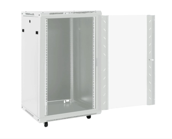 Racková skriňa 19'' 22U (600x600mm - stojaca - šedá - presklené dvere)