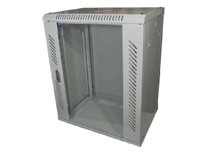 Racková skriňa 19" 15U (600x450mm - závesná - sivá - presklené dvere)